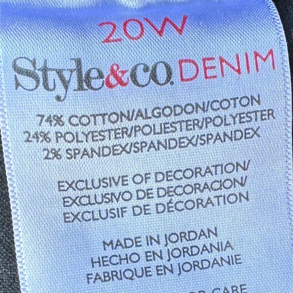 STYLE & CO Slim Leg Black Jeans 20W - Picture 2 of 6